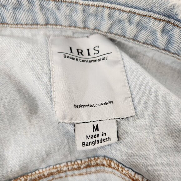Iris Jean Jacket Light Denim Distressed Size Medium - Picture 10 of 14